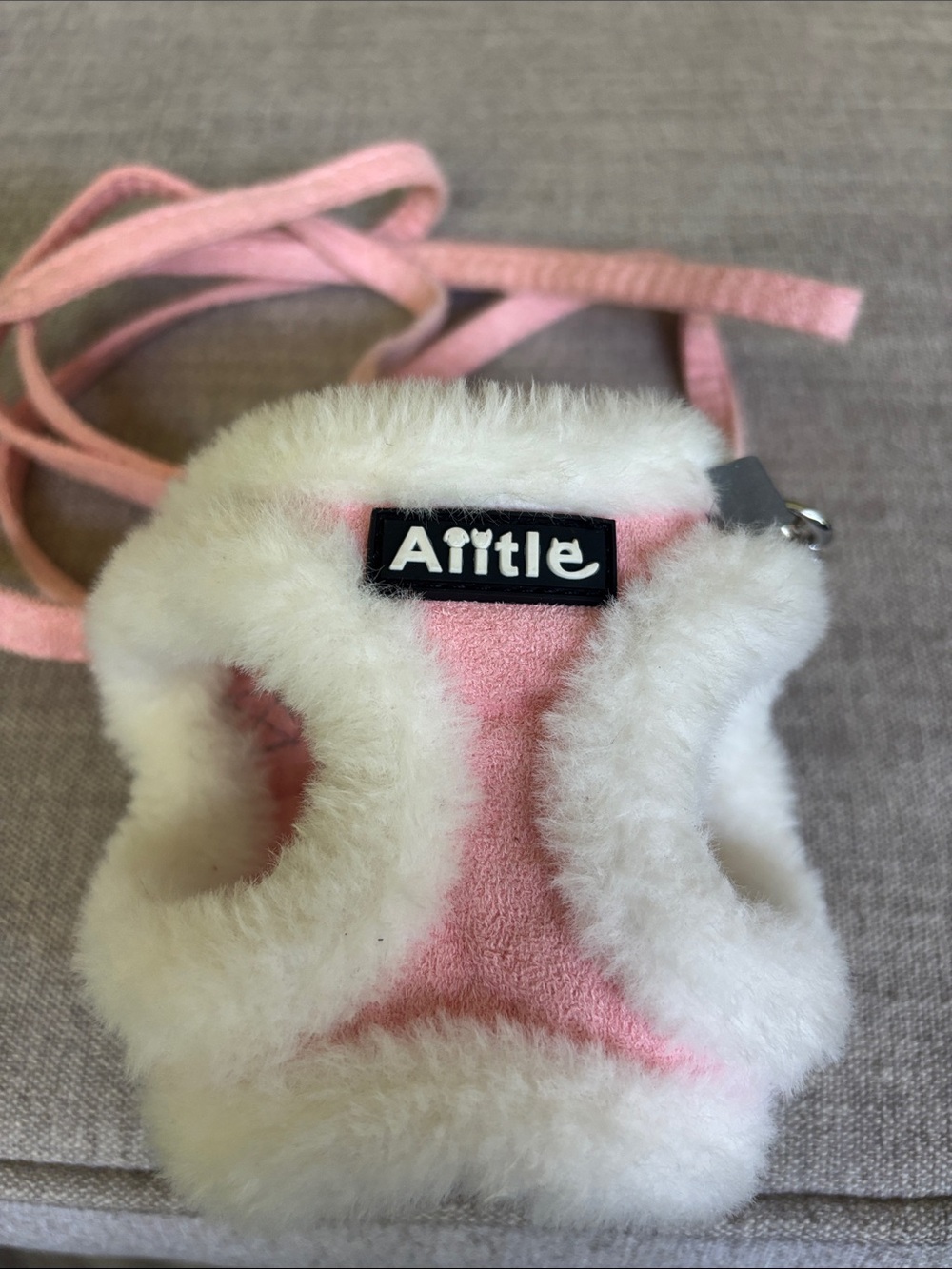 Allitle Pink Faux Shearling cat dog sherpa faux fur xxs Pet Harness with leash